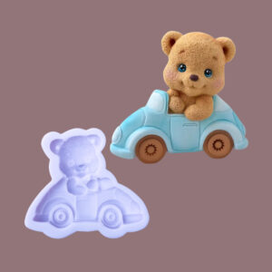 2d Teddy Bear in the Car Silicone Mould