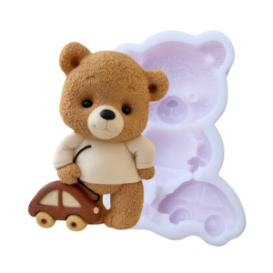 Teddy Bear with a Car Silicone Mould