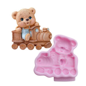 Teddy Bear on the Train Silicone Mould