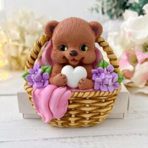 Silicone Mould Easter Basket with Teddy Bear