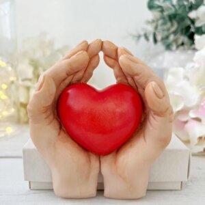 Moussecakebox Silicone Mould Heart in Hands ,mold, molds
