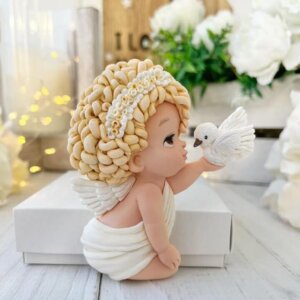 Silicone Mould Baby Girl Angel with dove, Angel Silicone Moulds - Moussecakebox