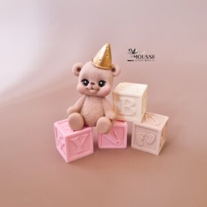Edible Mini Teddy Bear with Cubes Topper 082c