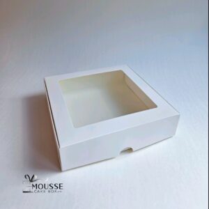 White Macaron Box 20cm - Moussecakebox ltd